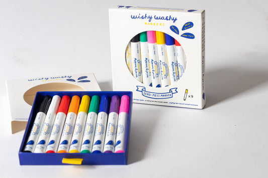 Jaq Jaq Bird - Wishy Washy Markers - Set of 9 Assorted Colors