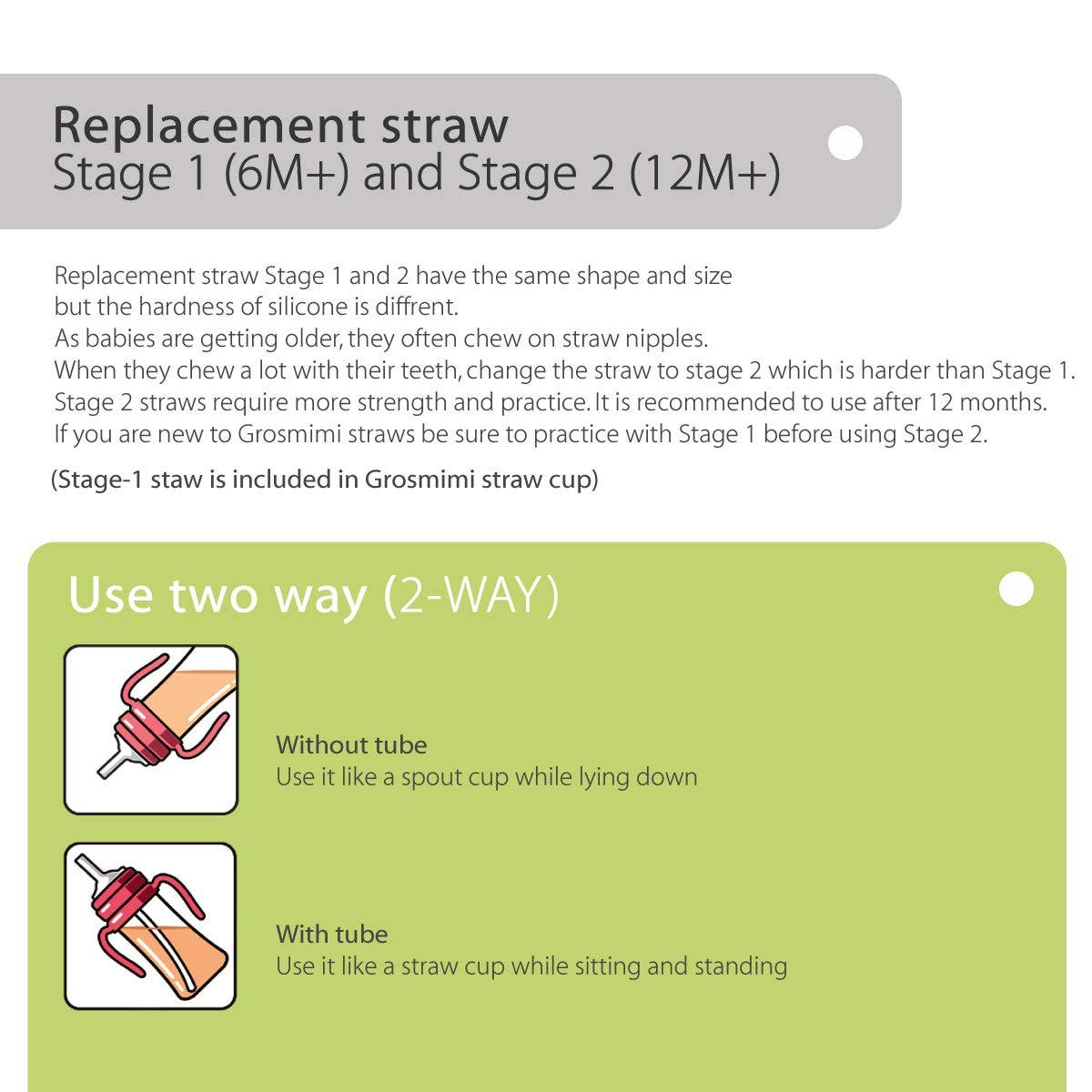 Grosmimi (zezebaebae) - Grosmimi Replacement Straw Kit Stage 2 (12M+)