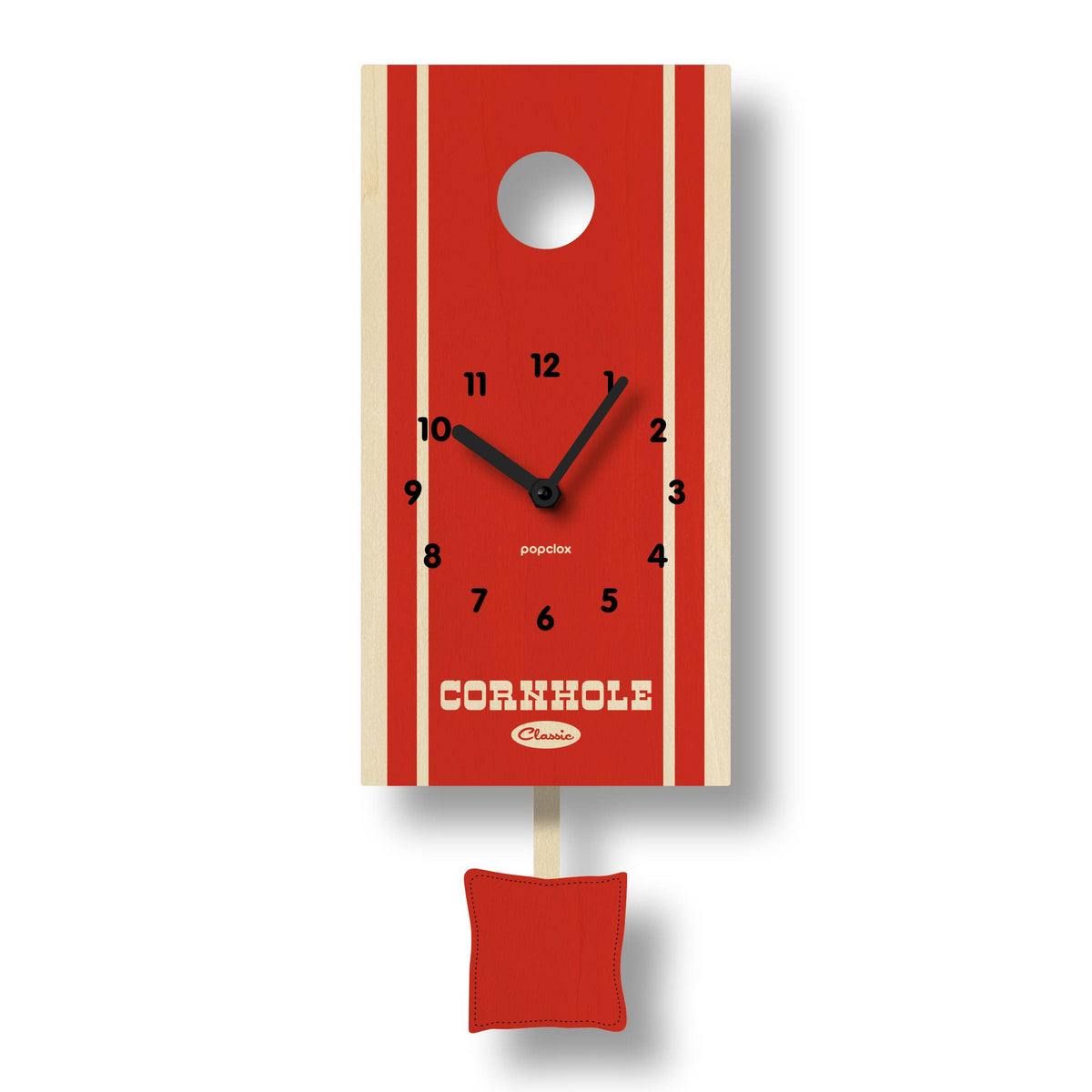 Popclox - Cornhole Pendulum Clock - Wood