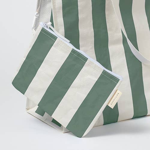 Sunnylife - Carryall Beach Bag The Vacay Olive Stripe