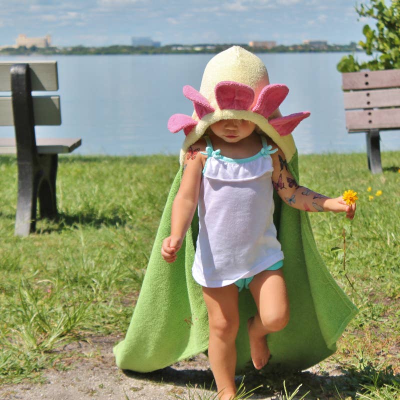 Yikes Twins - Flower Hooded Towel for toddlers ages 2 to 8 years old