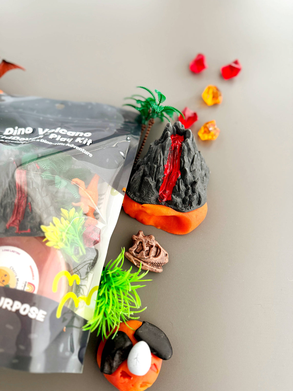 Earth Grown KidDoughs (KidDoughs by EGKD) - Dino Volcano KidDough Play Kit