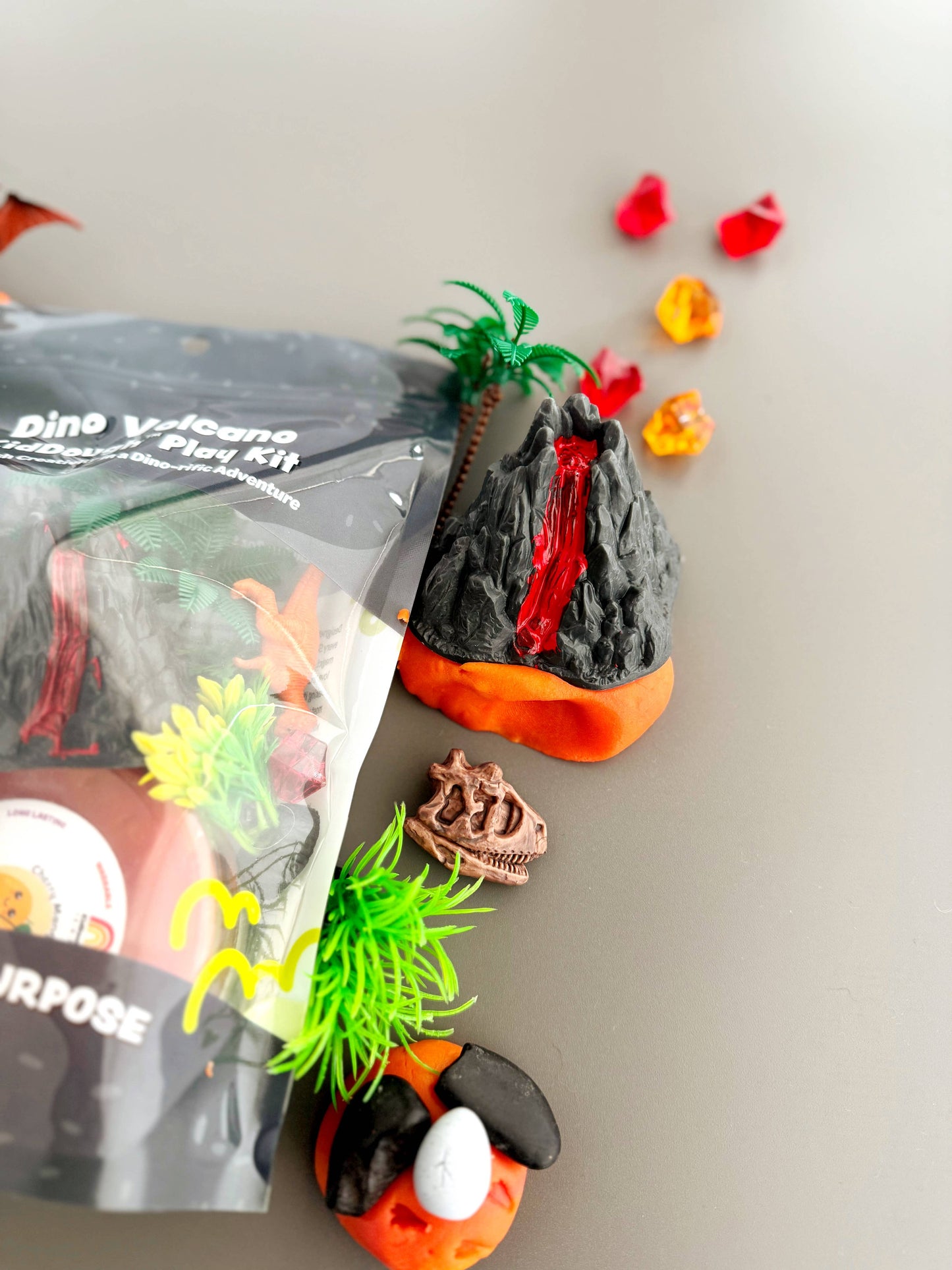 Earth Grown KidDoughs (KidDoughs by EGKD) - Dino Volcano KidDough Play Kit
