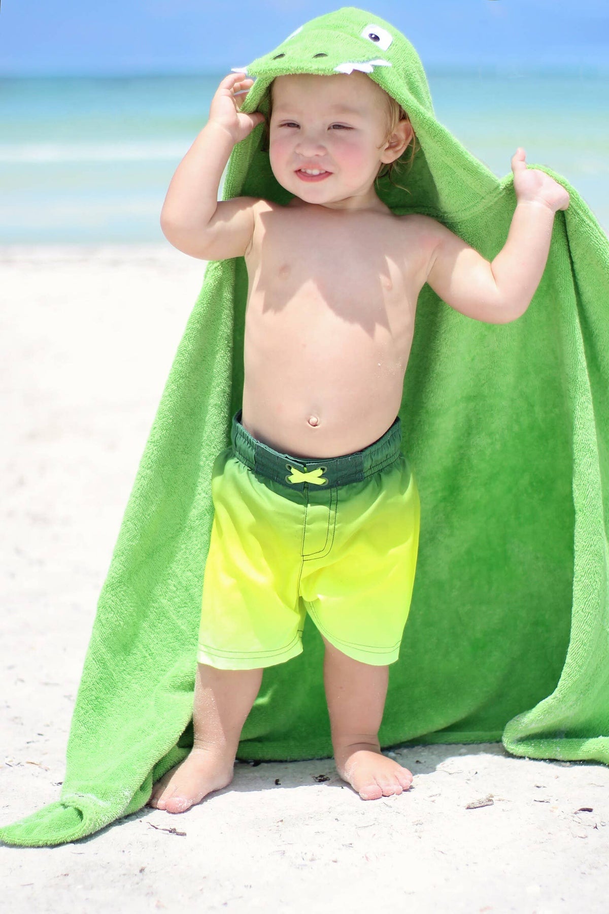 Yikes Twins - Alligator Hooded Towel for toddlers ages 2 to 8 years old