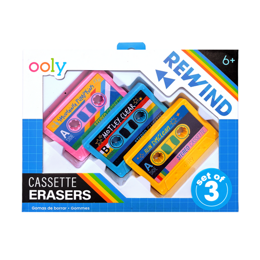 OOLY - Rewind Cassette Retro Erasers - Set of 3