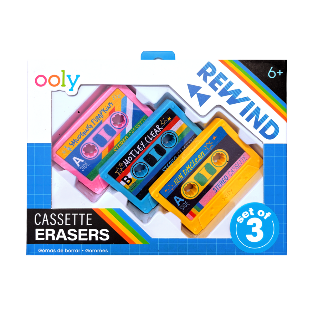 OOLY - Rewind Cassette Retro Erasers - Set of 3