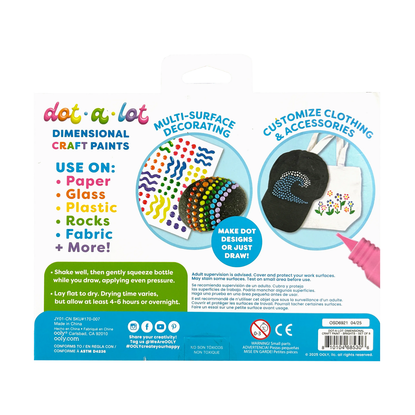 OOLY - Dot-A-Lot: Dimensional Craft Paint - Bright (Set of 8)