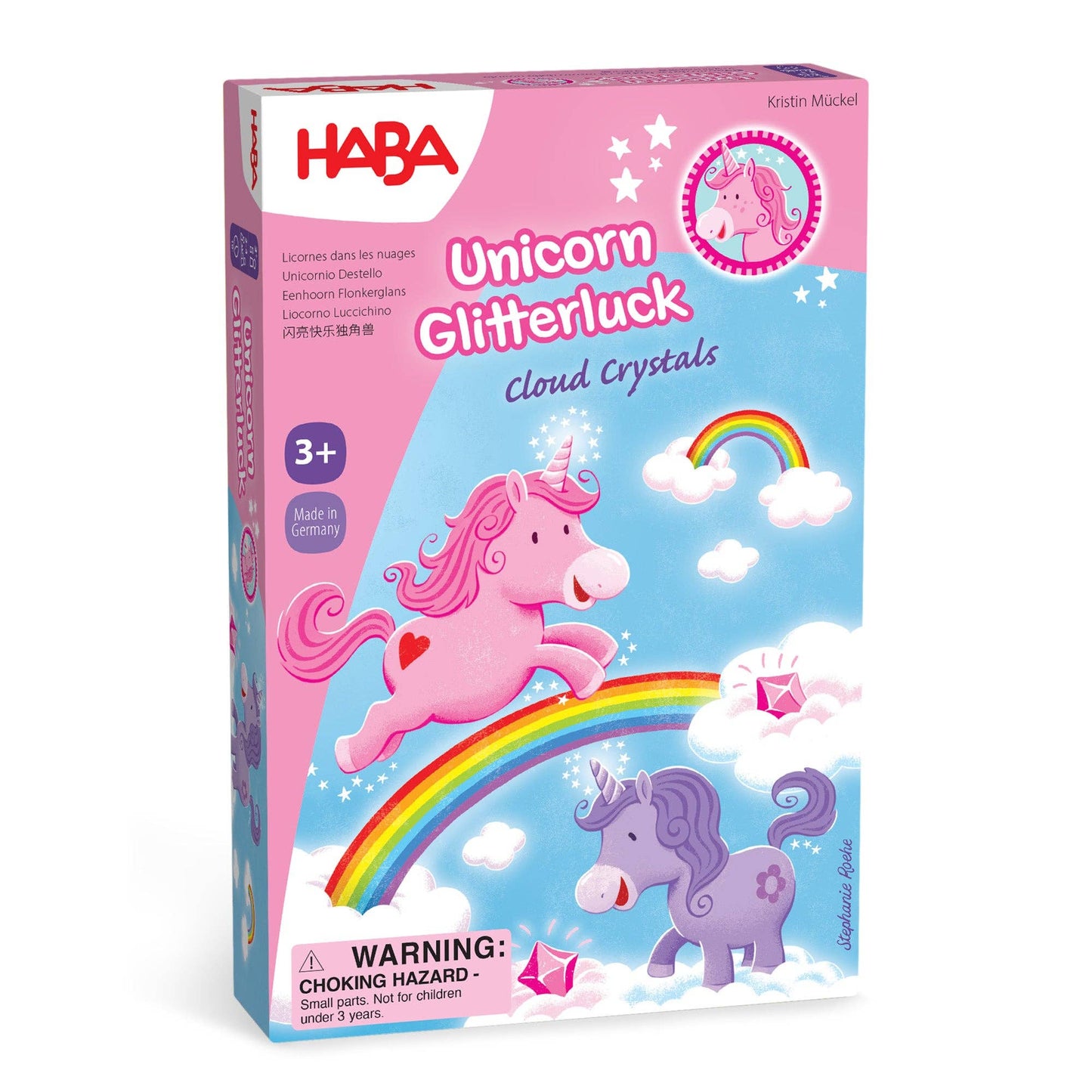 HABA USA - Unicorn Glitterluck – Cloud Crystals Racing Game