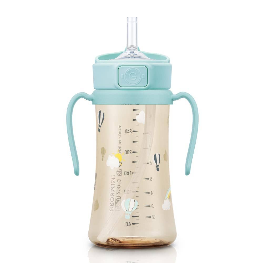 Grosmimi (zezebaebae) - Grosmimi PPSU Straw Cup with Flip Top - 10oz (300ml) Stage 2 Straw: Peach Flower