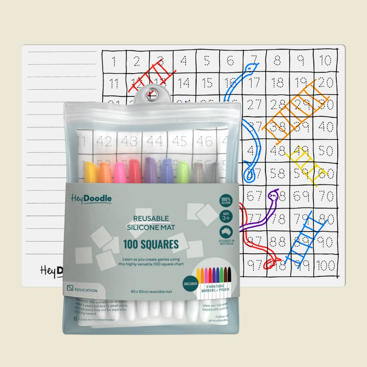HeyDoodle - 100 Squares Classic Coloring & Doodle Mat