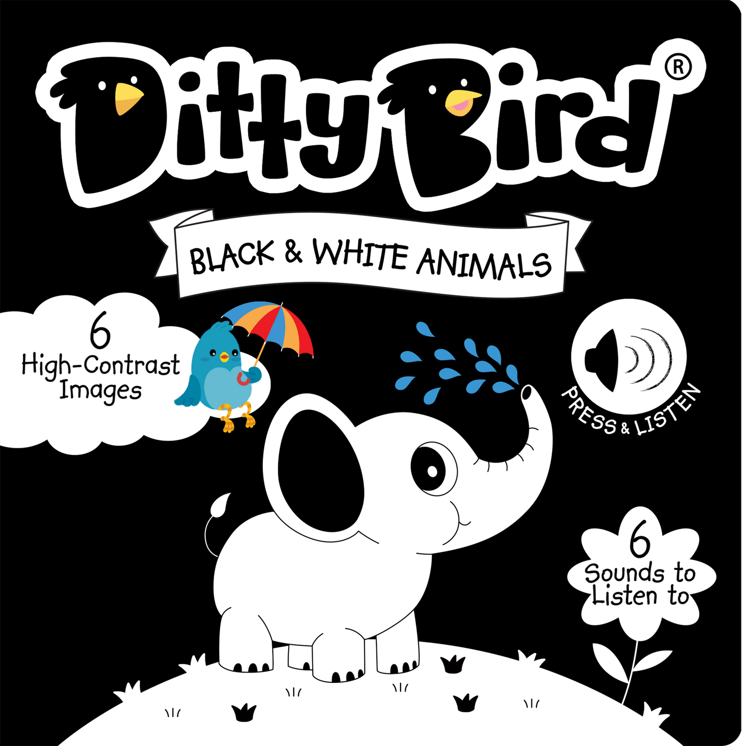 Ditty Bird - Ditty Bird : Black and White Sound book - New born