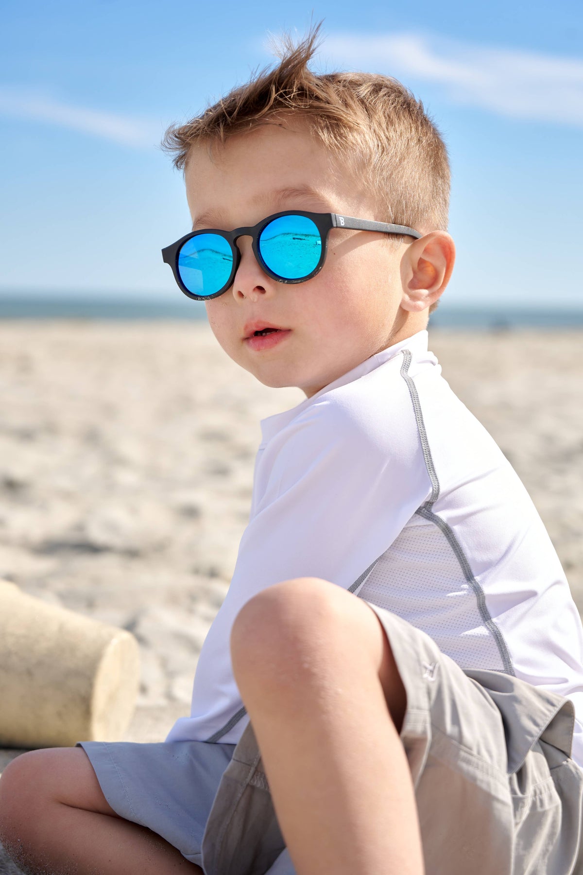 Babiators - Jet Black w/ Cobalt Blue Lens  Polarized Keyhole Sunglasses: Ages 6+