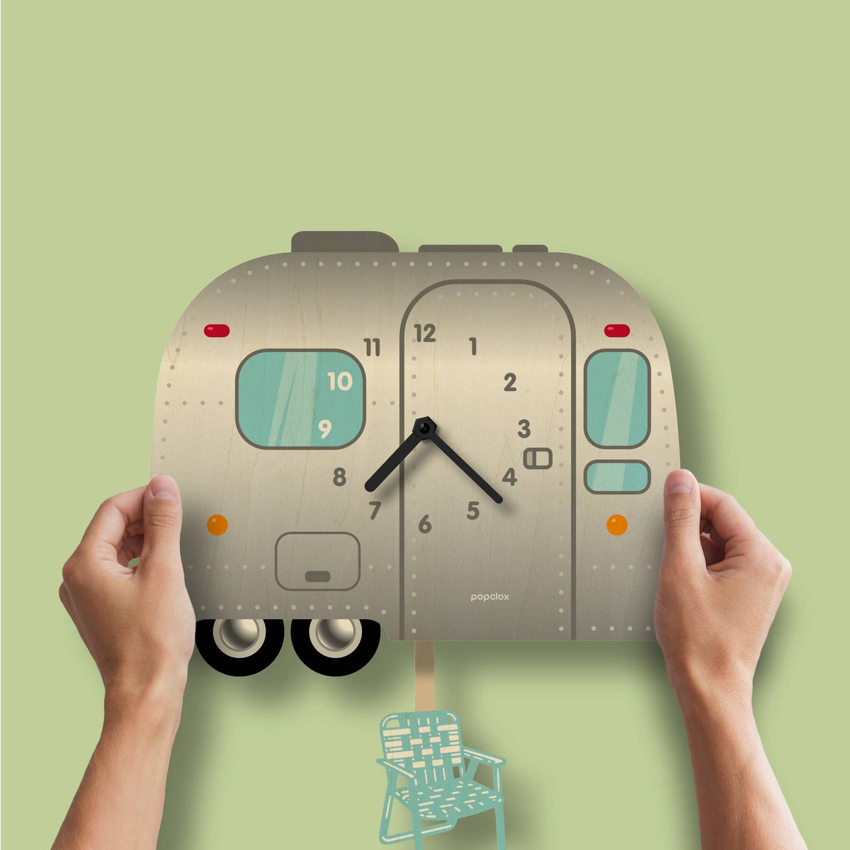 Popclox - Retro RV Pendulum Clock - Wood