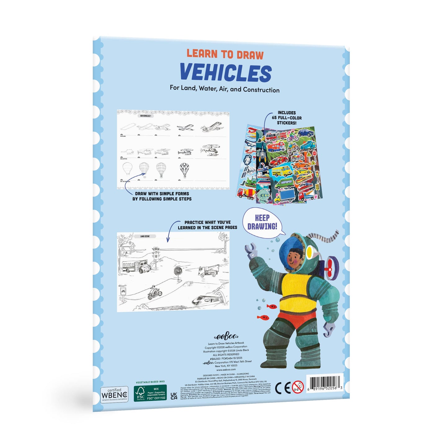 eeBoo - Learn to Draw Vehicles Book with Stickers