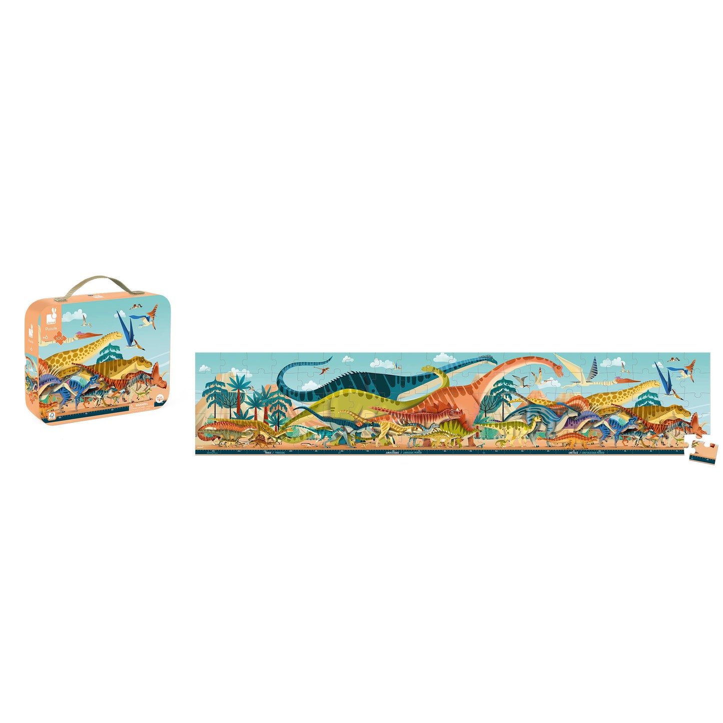 Janod - Dino | Panoramic Puzzle | 100 Pieces | Ages 6+