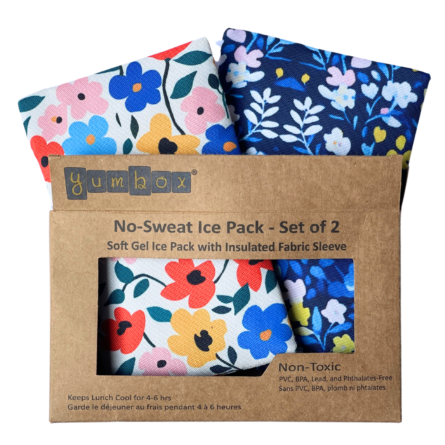 Yumbox - Gel Ice Packs in Fabric Sleeves 2-Pack - Floral Prints