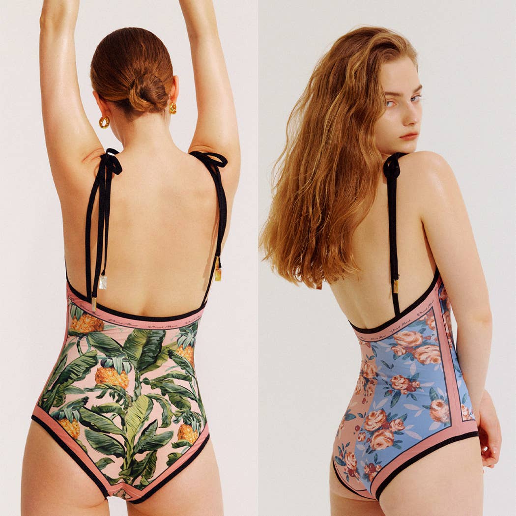 Visual Mood - CLARA Tie-shoulder One Piece Swimsuit: S