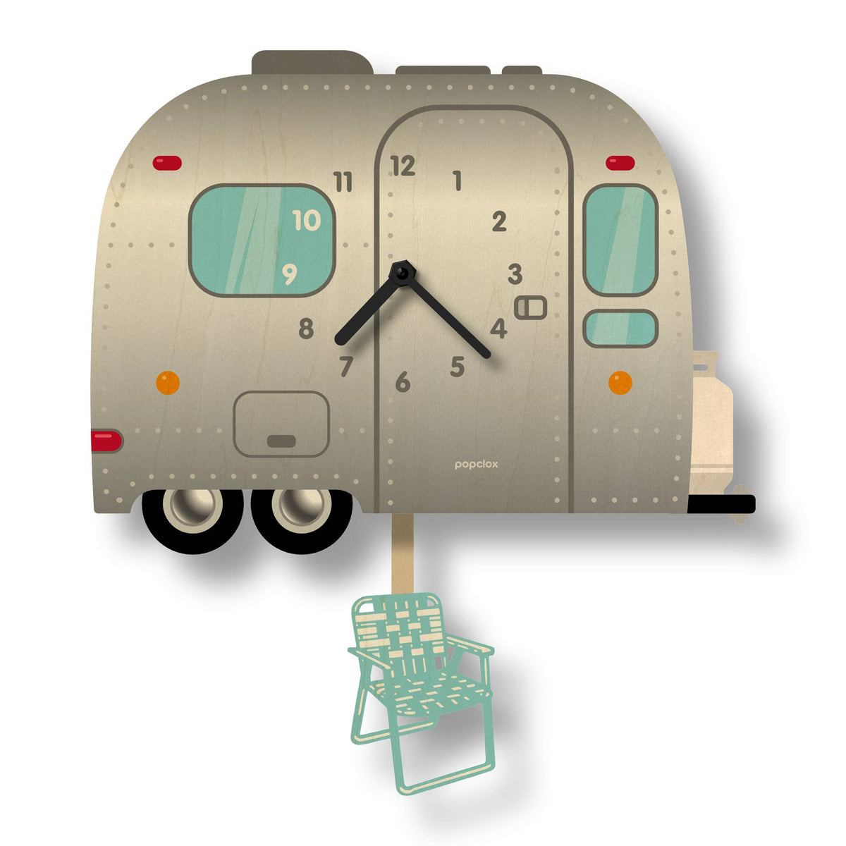 Popclox - Retro RV Pendulum Clock - Wood