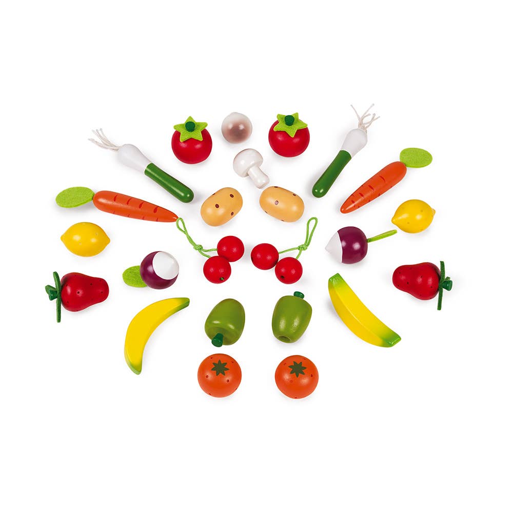 Janod - 24 Pc Fruit & Vegetables Basket