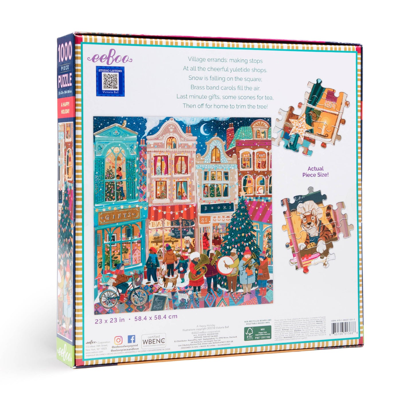 eeBoo - A Happy Holiday 1000 Piece Square Jigsaw Puzzle *HOLIDAY*