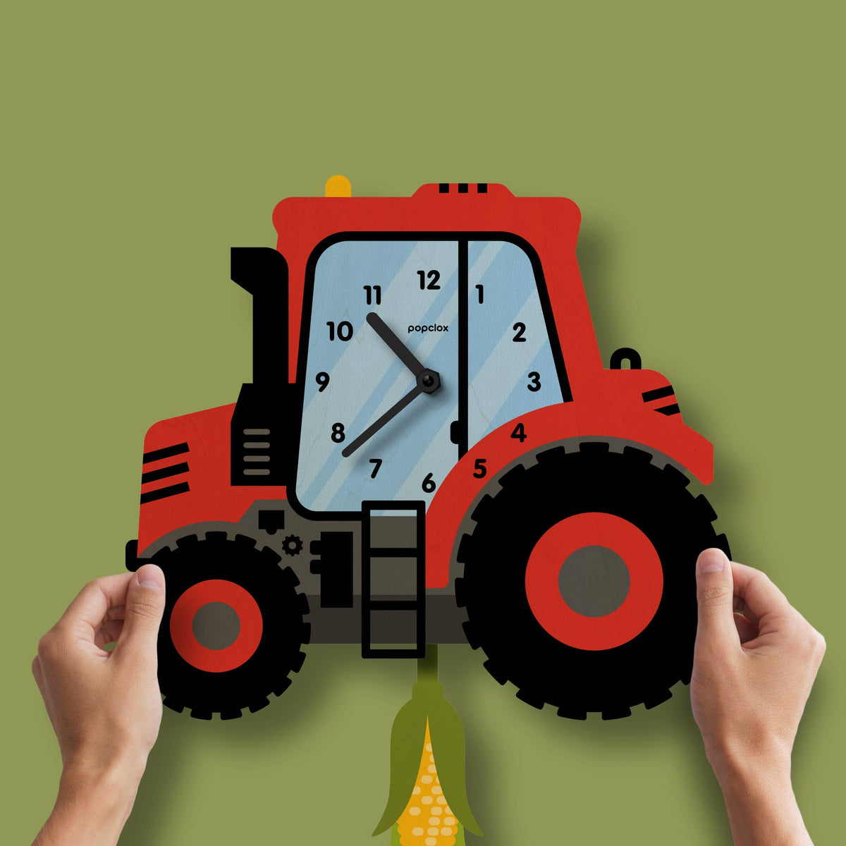 Popclox - Tractor Pendulum Clock - Wood: Green