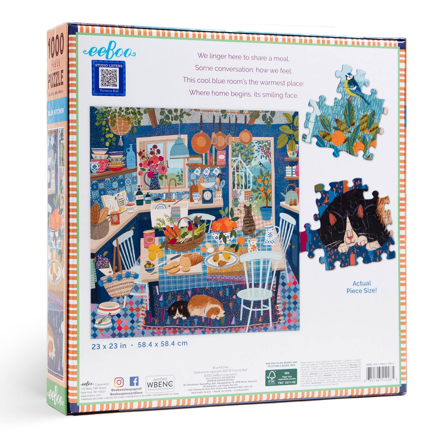 eeBoo - Blue Kitchen 1000 Piece Square Adult Jigsaw Puzzle