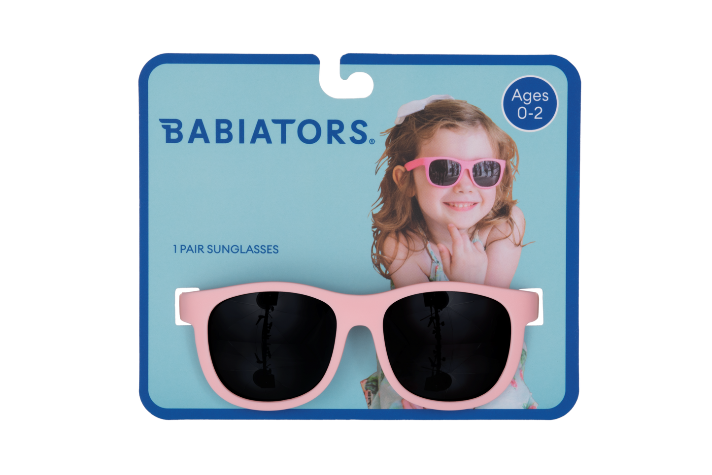 Babiators - Light Pink Wayfarer Kids Sunglasses on Peggable Hangtag : Ages 3-5