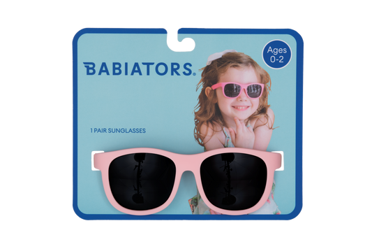 Babiators - Light Pink Wayfarer Kids Sunglasses on Peggable Hangtag : Ages 3-5