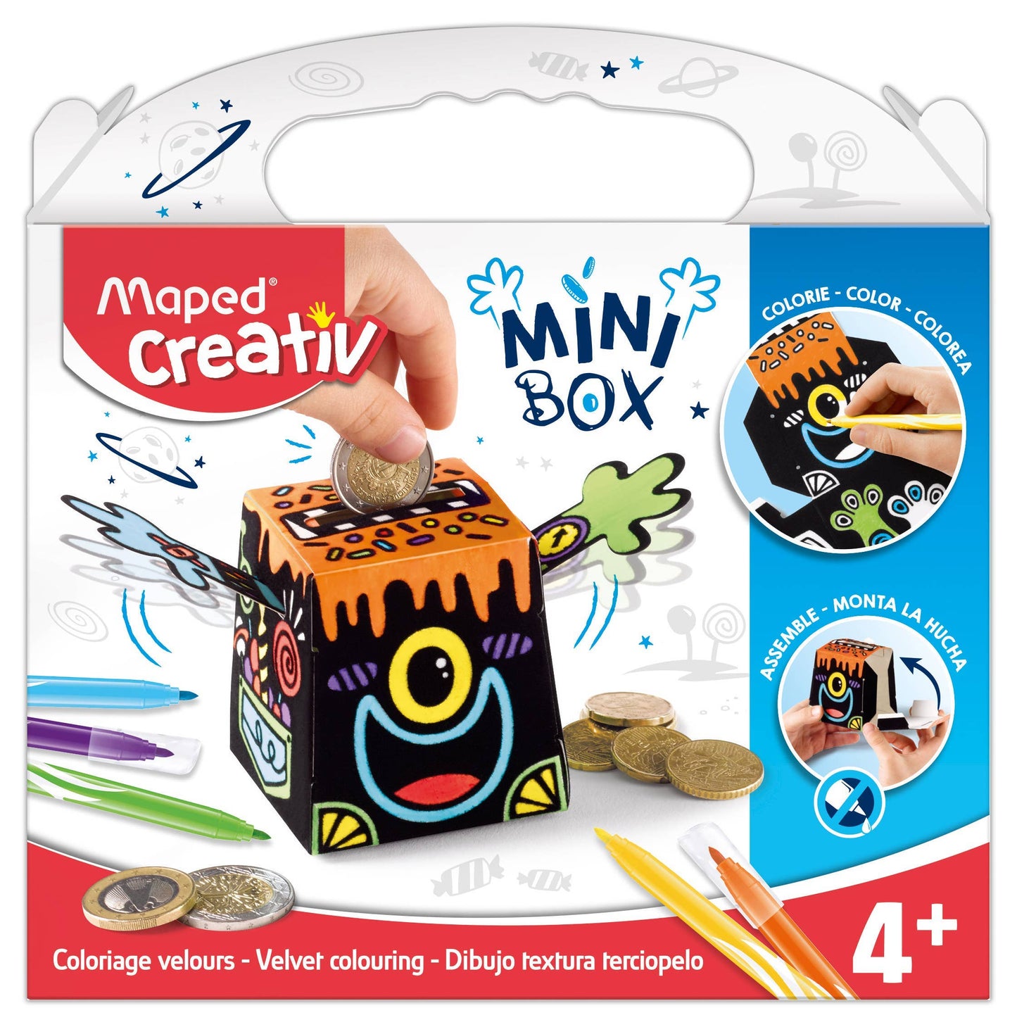 Janod - Creativ Velvet Coloring Piggy Bank 7 Piece Mini Box