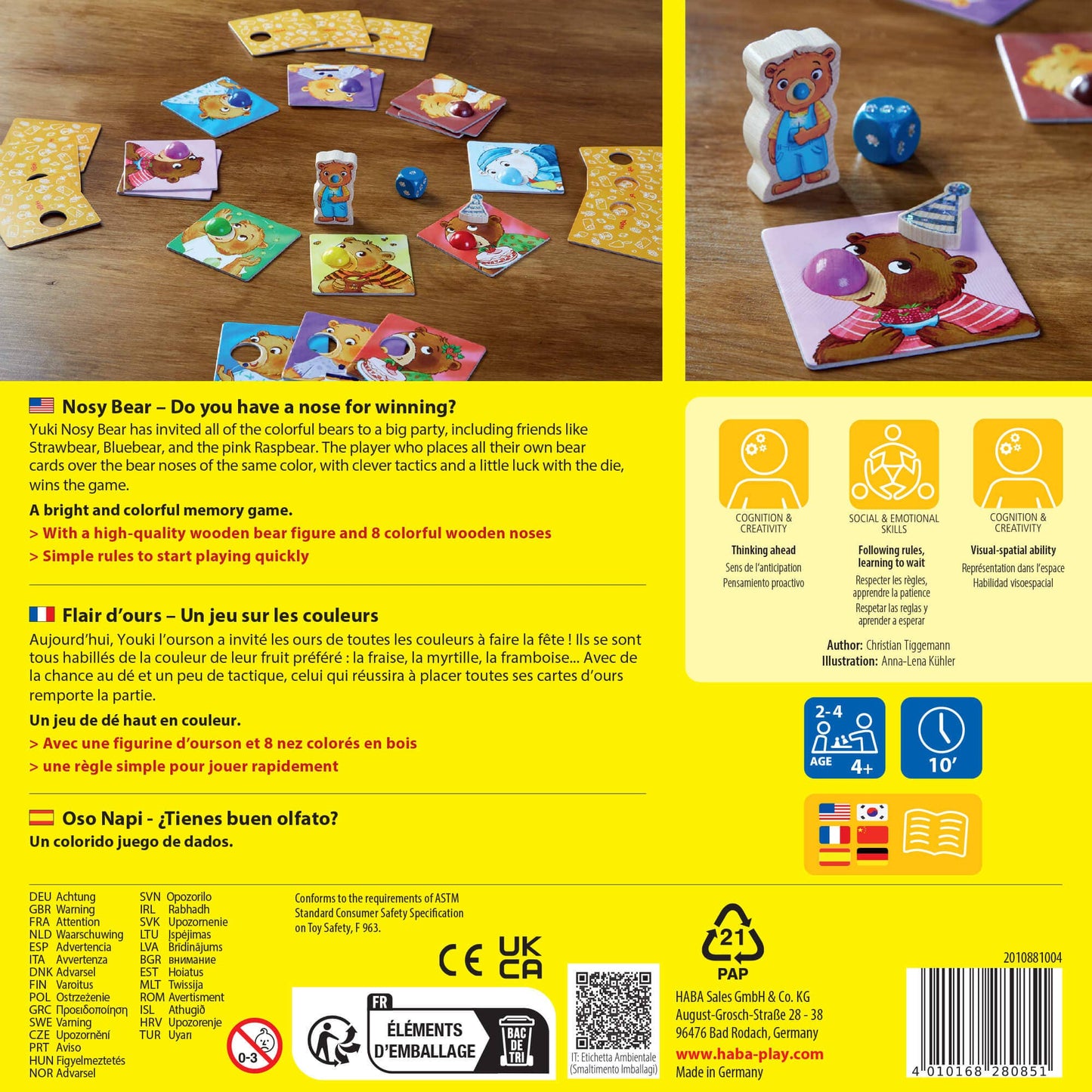 HABA USA - Nosy Bear Game
