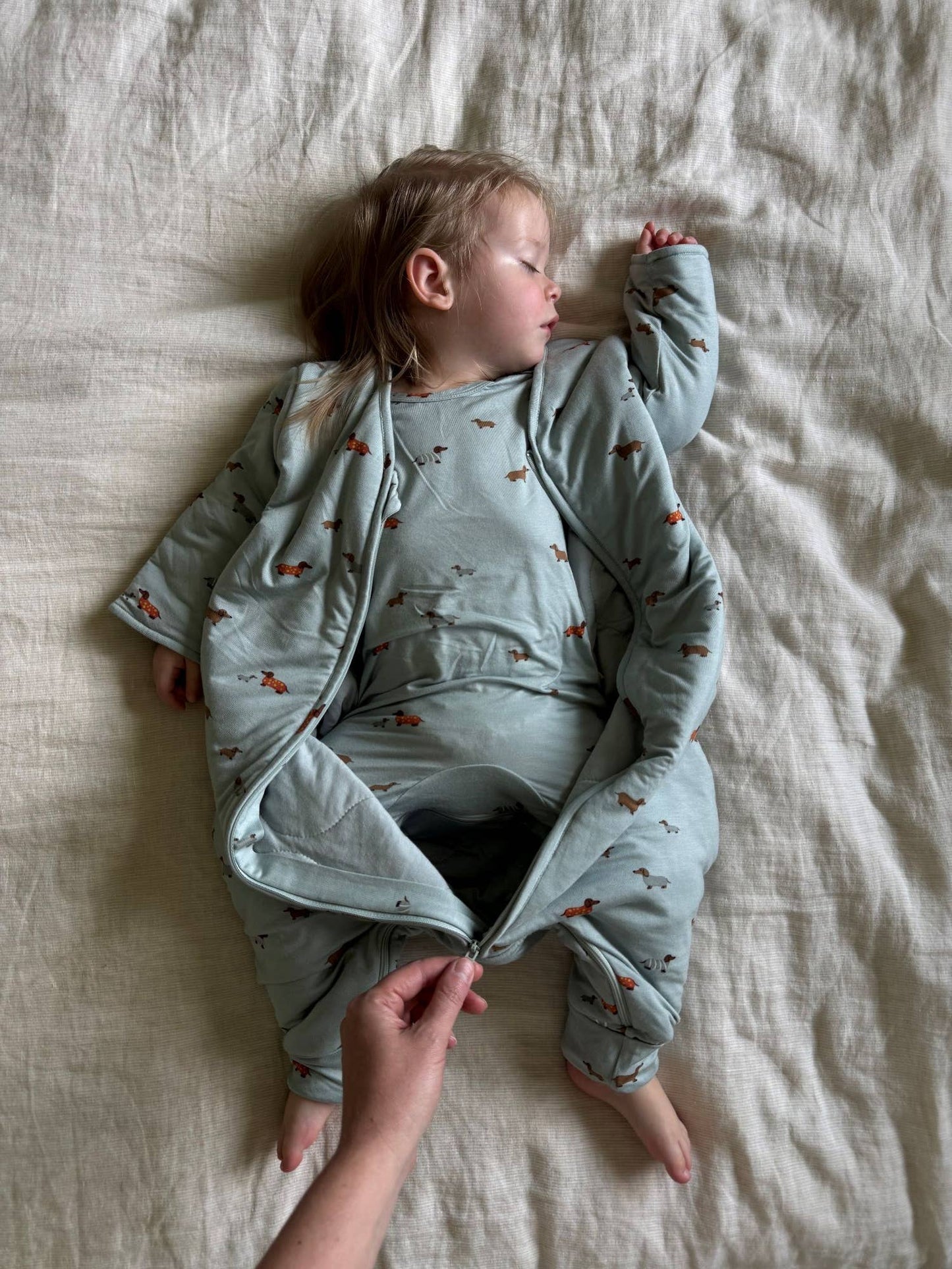 gunamuna - SS26 LONG SLEEVE FOOTIE SLEEP BAG : Baseball goose / 12-18M / 1.0
