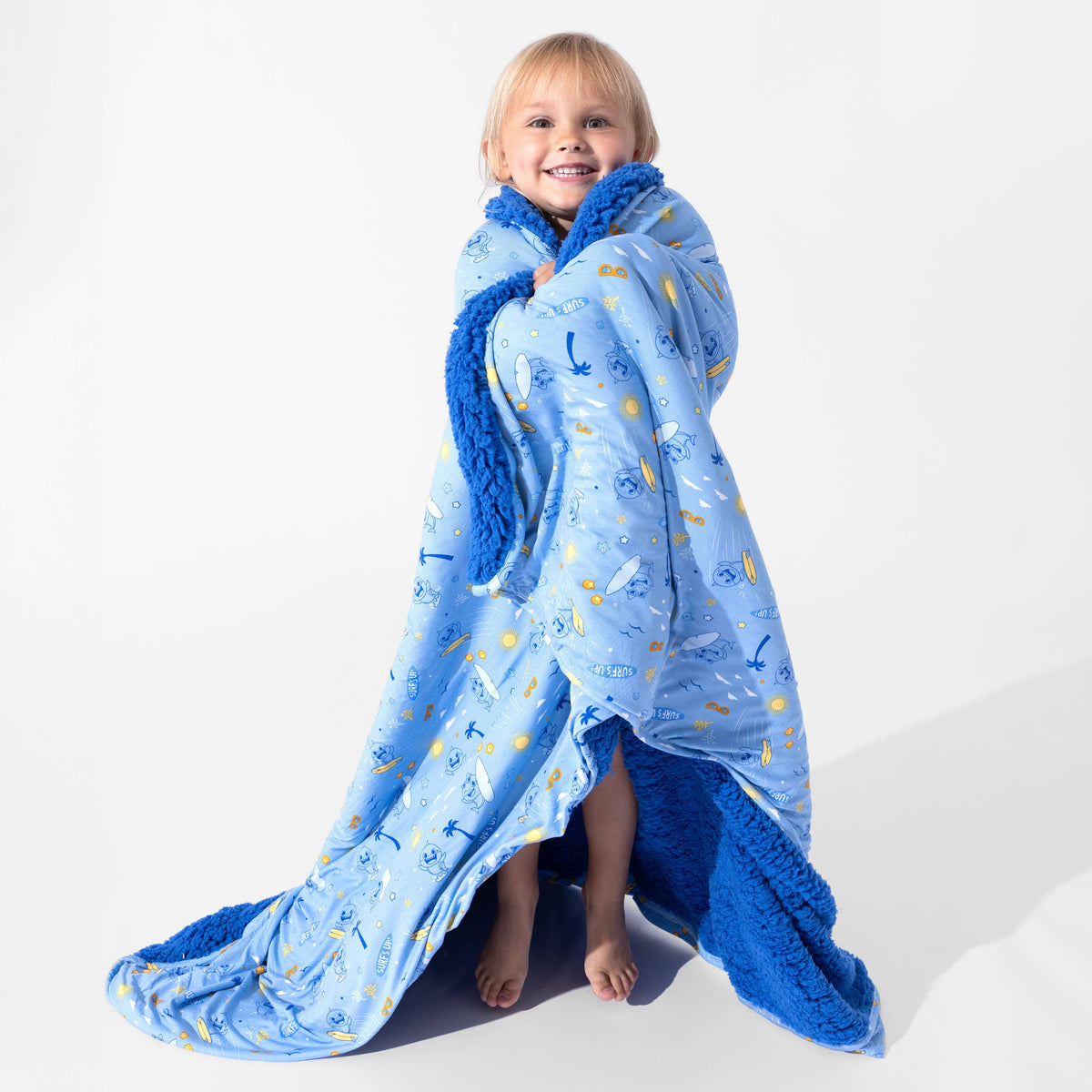 Bellabu Bear - Baby Shark Surf Bamboo Sherpa Blanket: 45 x 60 in