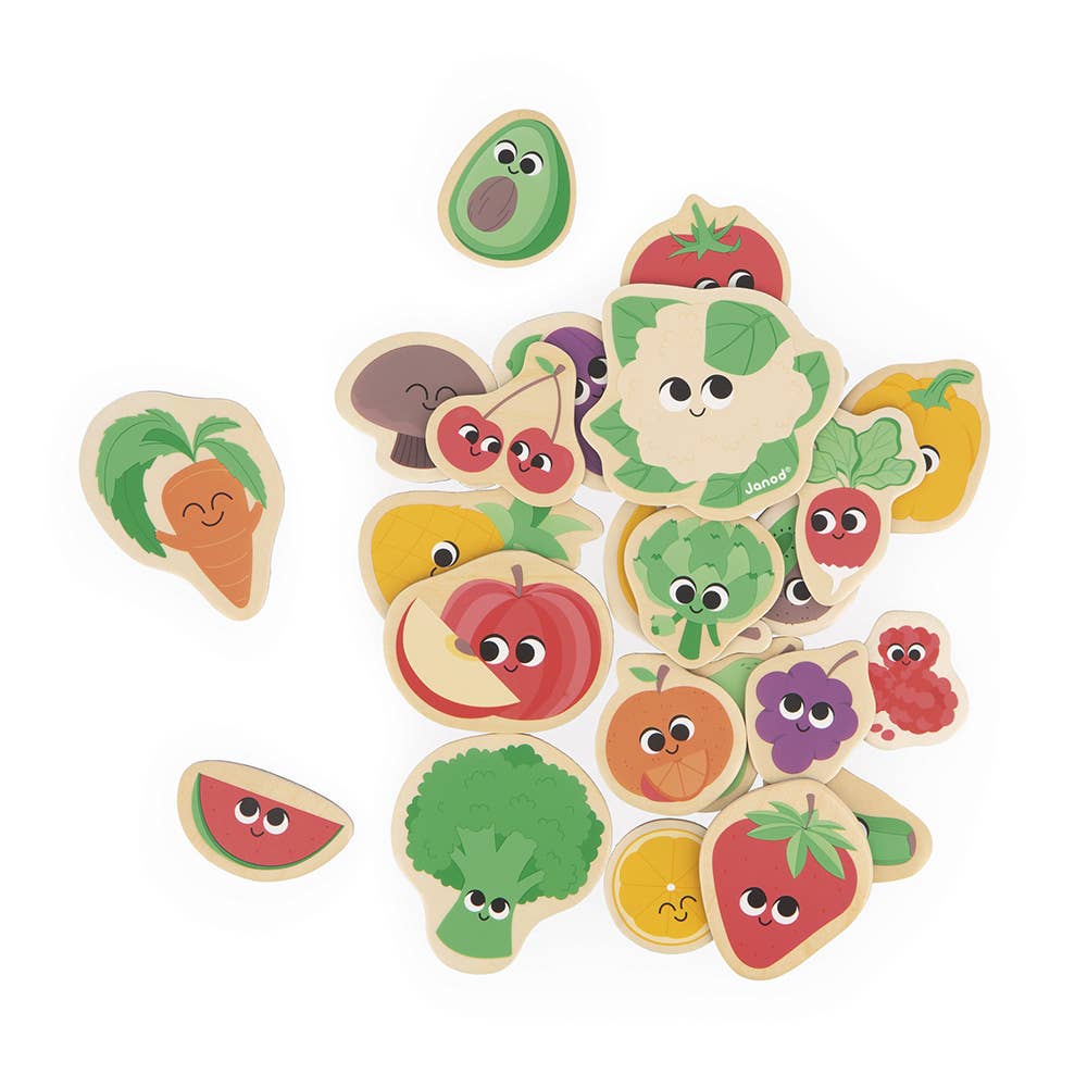 Janod - Wooden Fruit and Veggies Magnets Set