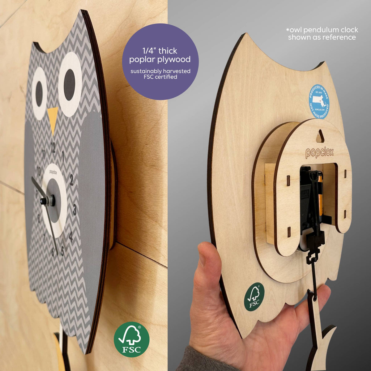 Popclox - Outhouse Pendulum Clock - Wood