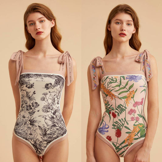 Visual Mood - JOANNA Tie-shoulder One Piece Swimsuit: L