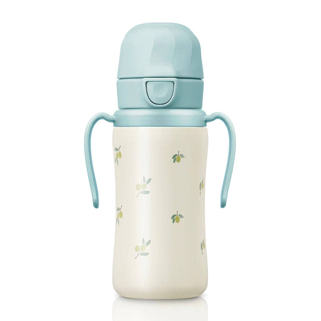 zezebaebae (Grosmimi and Cha&Mom) - Grosmimi Stainless Steel Straw Cup with Flip Top - 10oz (300ml): Air Balloon_Blue