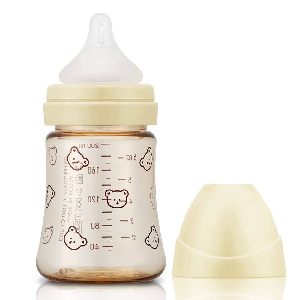zezebaebae (Grosmimi and Cha&Mom) - Grosmimi PPSU Baby Bottle - 6oz (200ml): Bear_White