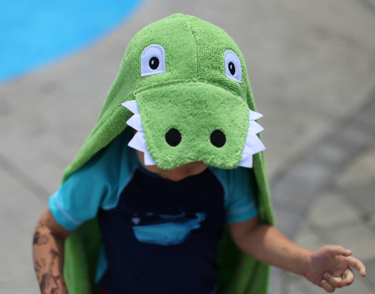 Yikes Twins - Alligator Hooded Towel for toddlers ages 2 to 8 years old