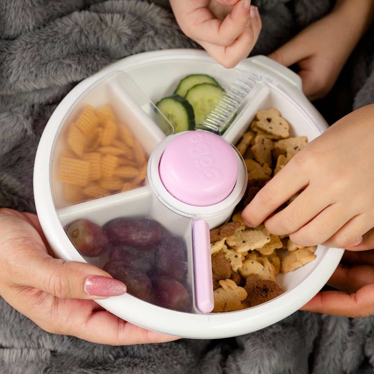 GöBe Kids - GoBe Kids Large Snack Spinner, Reusable Travel Snack Box: Taro Purple