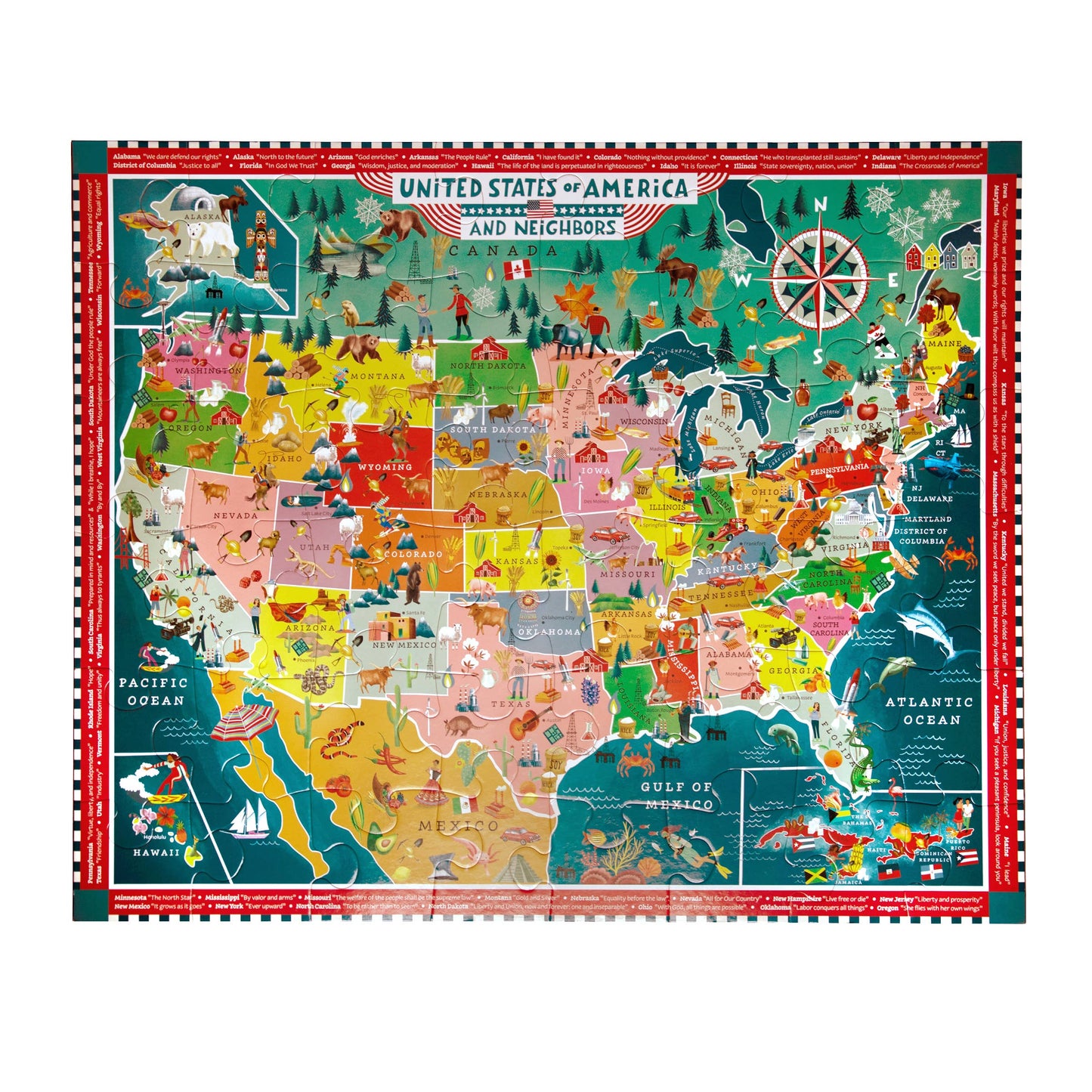 eeBoo - USA 48 Piece Giant Rectangle Puzzle
