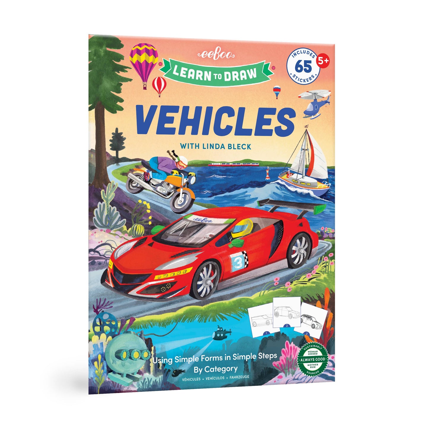 eeBoo - Learn to Draw Vehicles Book with Stickers
