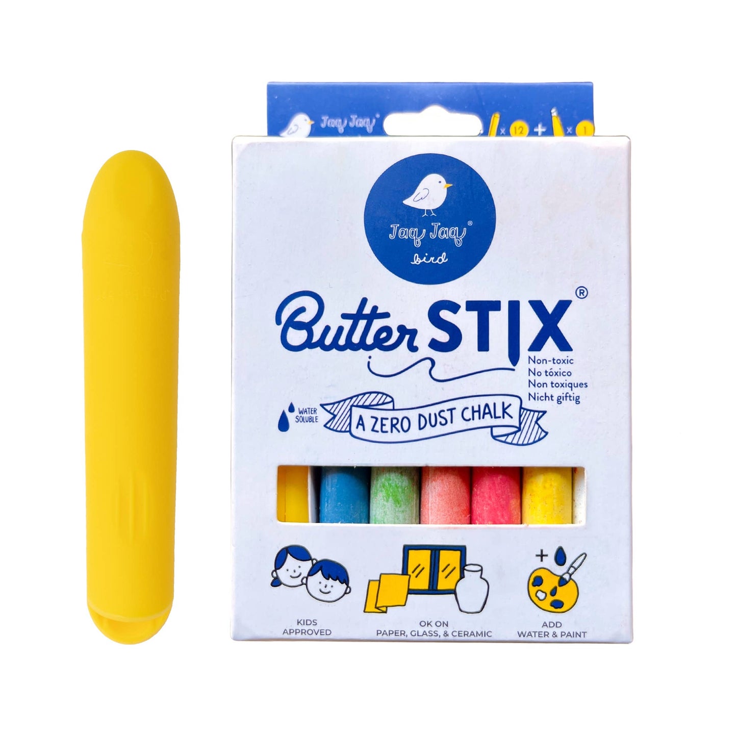 Jaq Jaq Bird - ButterStix® - Dustless Chalk Colors with Holder 12 pcs