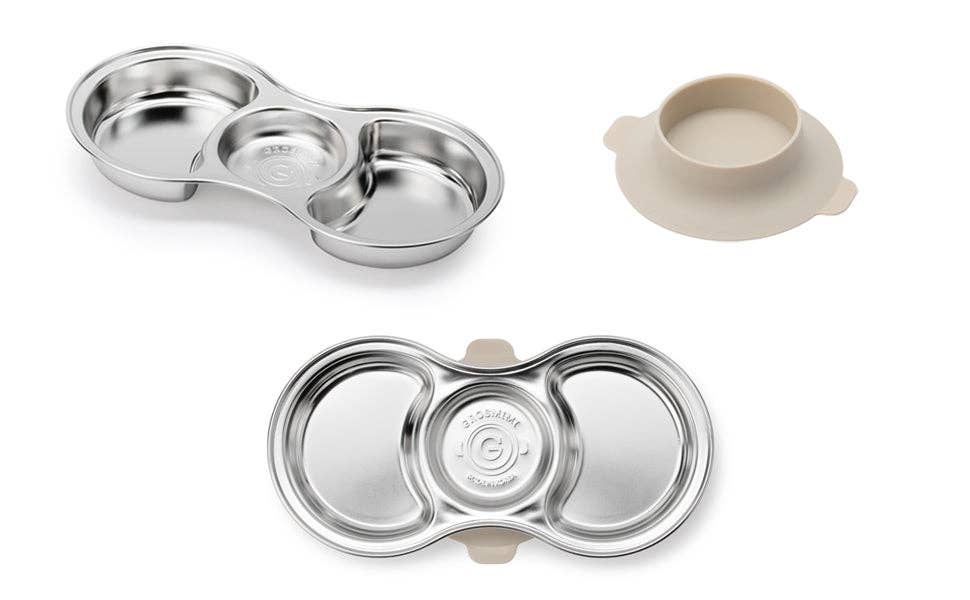 Grosmimi (zezebaebae) - Grosmimi Stainless Steel Food Tray with 3 Compartment: With suction