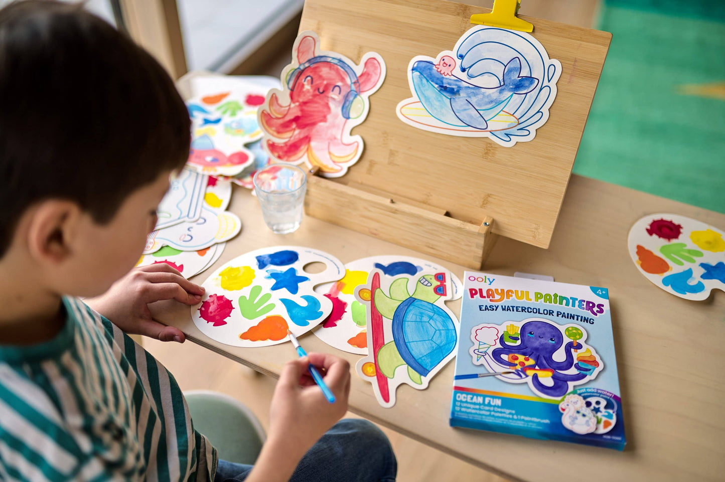 OOLY - Playful Painters: Easy Watercolor Painting Kit - Ocean Pals (25 PC Set)