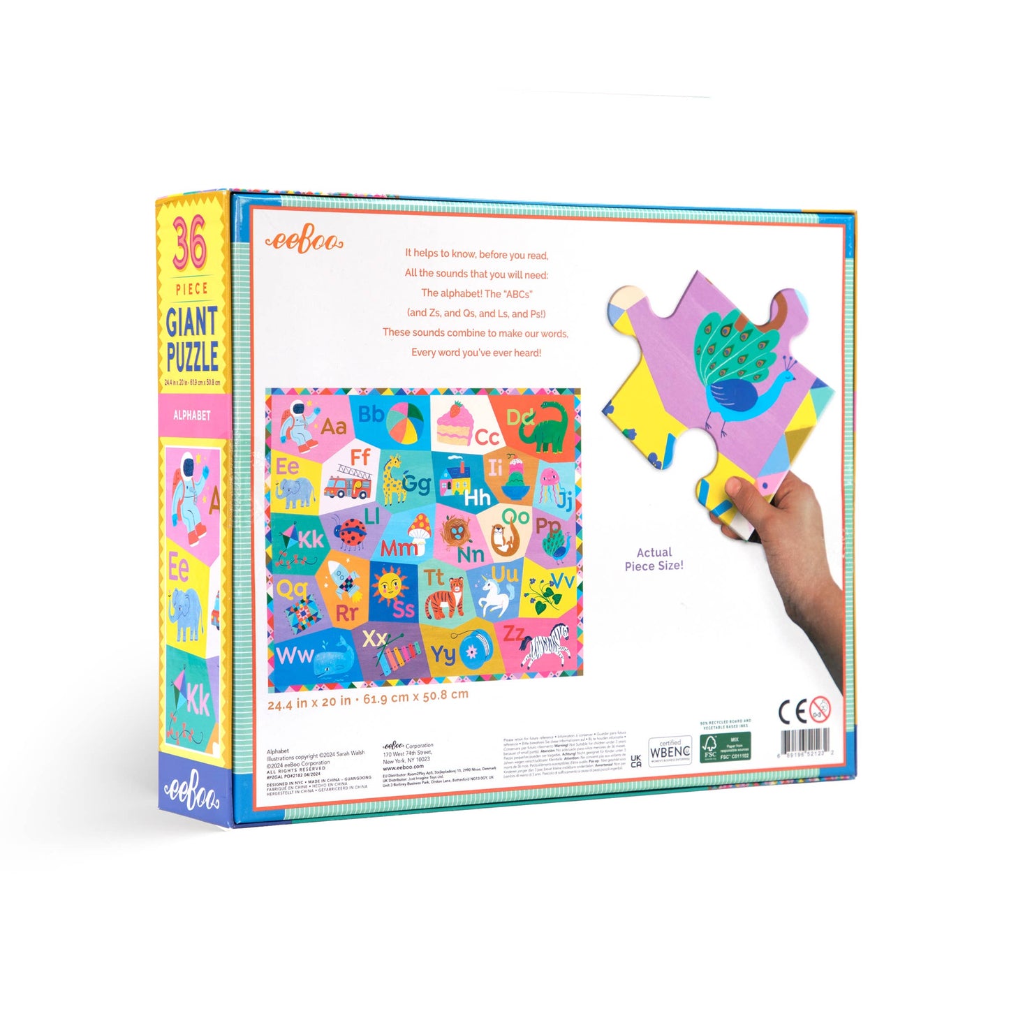 eeBoo - Alphabet 36 Piece Giant Puzzle