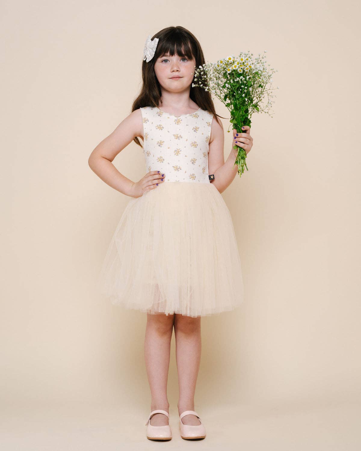 Petite Hailey - Grace Floral Tutu Dress: Ivory / 8