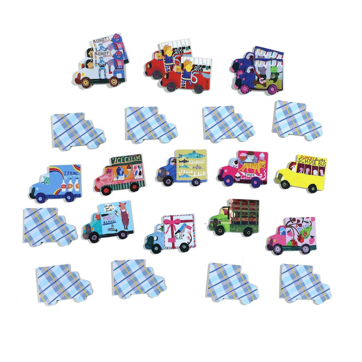 eeBoo - Trucks & a Bus Little Memory & Matching Game