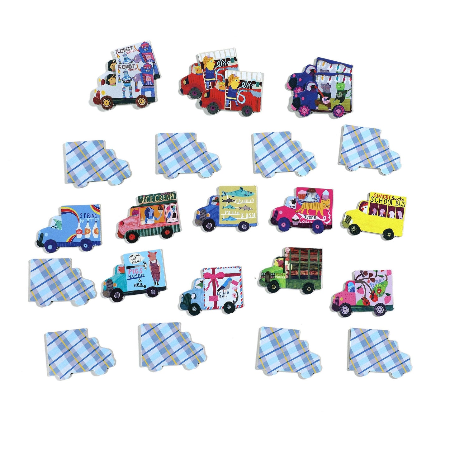 eeBoo - Trucks & a Bus Little Memory & Matching Game