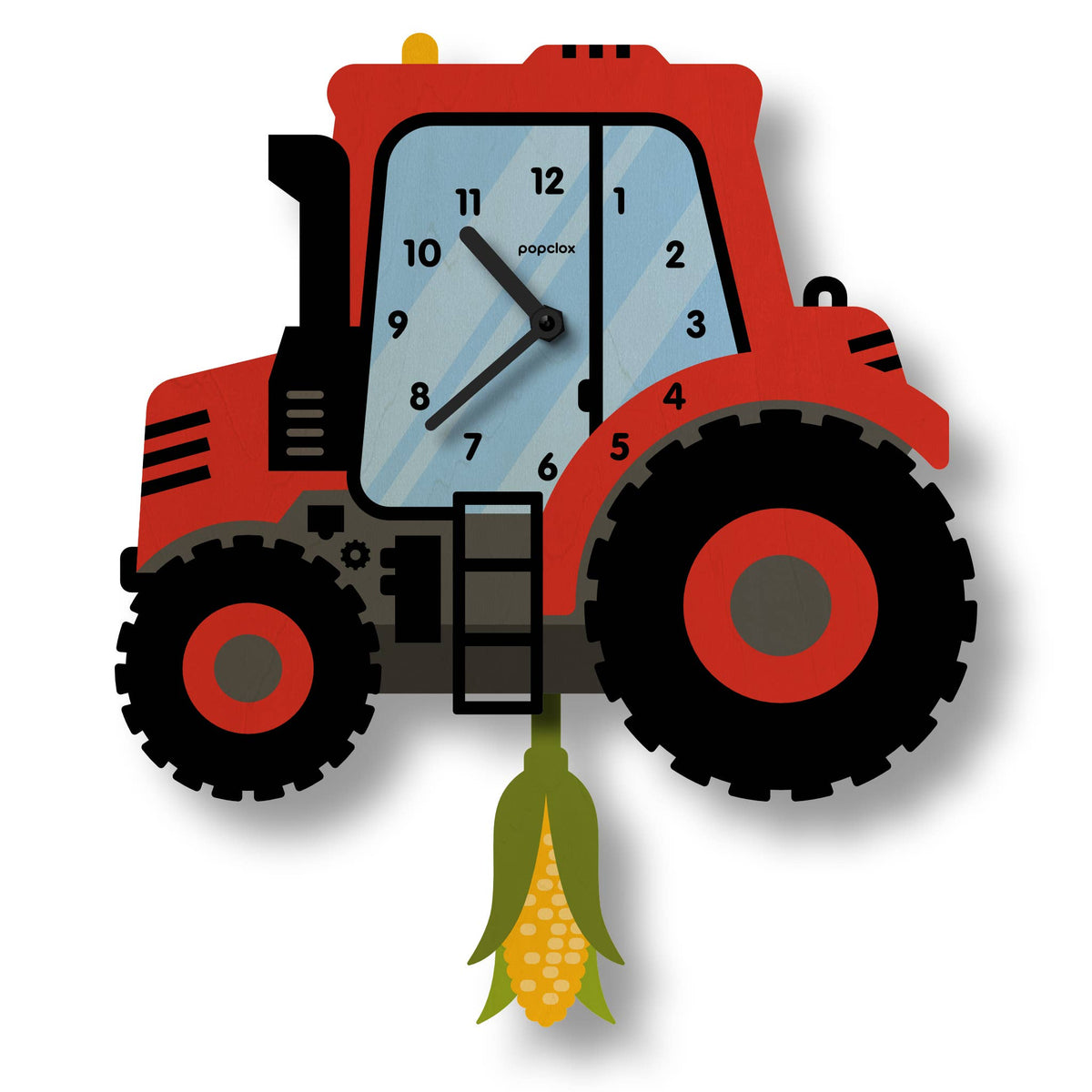 Popclox - Tractor Pendulum Clock - Wood: Red