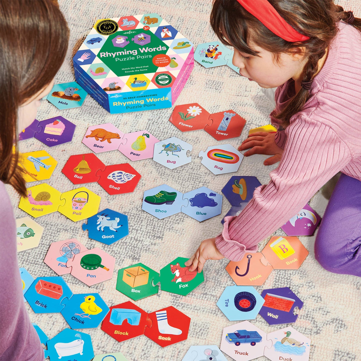 eeBoo - Rhyming Words Hexagon Puzzle Pairs